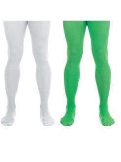 White / Green Male Tights