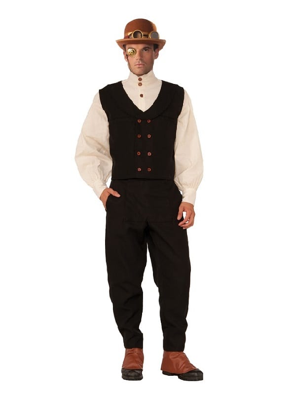 Steampunk Black Vest - Costumes R Us Fancy Dress