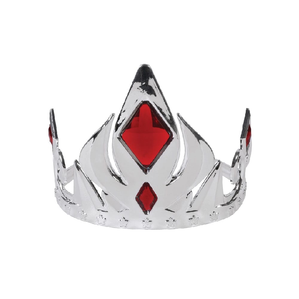 Adult Silver Crown Tiara With Red Stones Fancy Dress Accessory 
