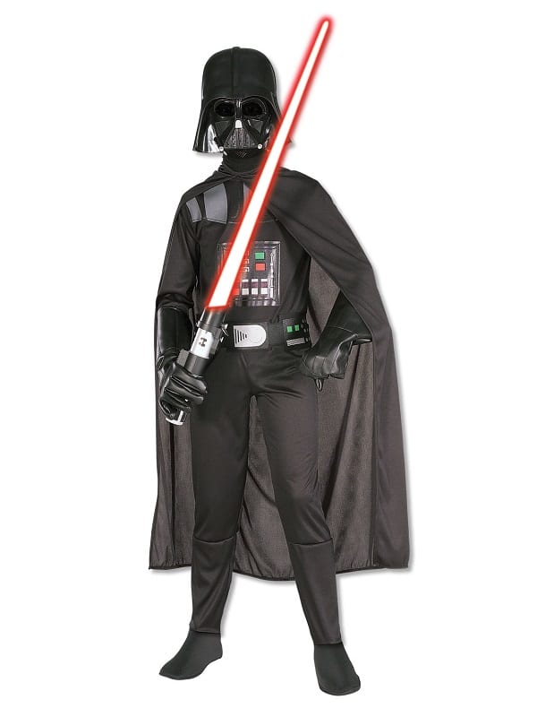 Boys Darth Vader Fancy Dress Star Wars Halloween Kids Costume Lightsaber 5-9 Y 