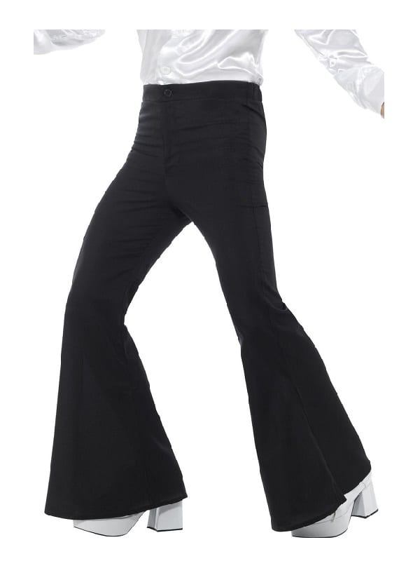 Flared Trousers Mens Black - Costumes R Us Fancy Dress