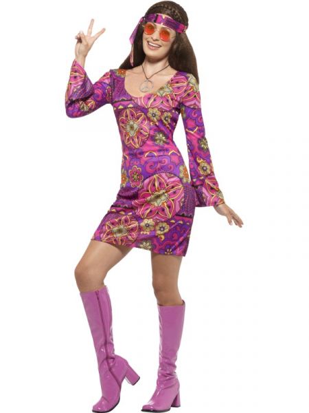 Woodstock Hippie Chick Costume - Costumes R Us Fancy Dress