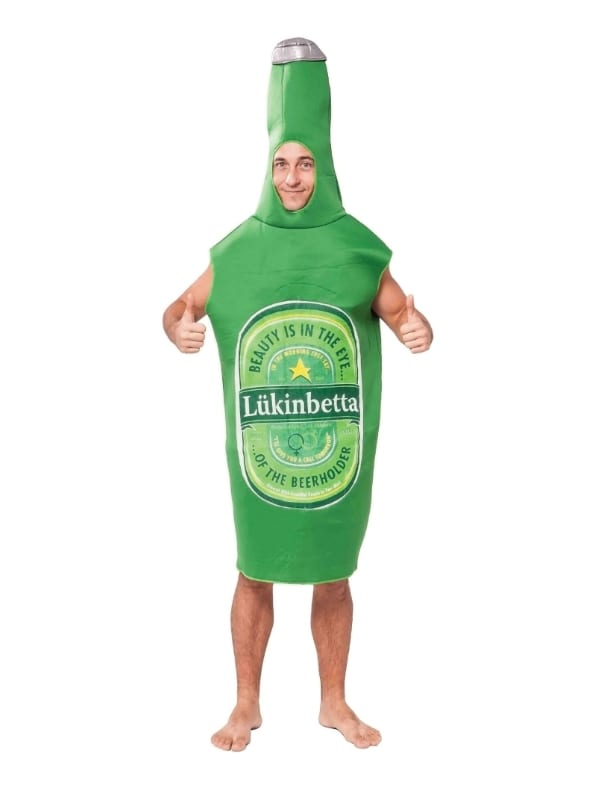 Funny Beer Bottle Mens Fancy Dress Adults Stag Party Costume Drink Outfit New 