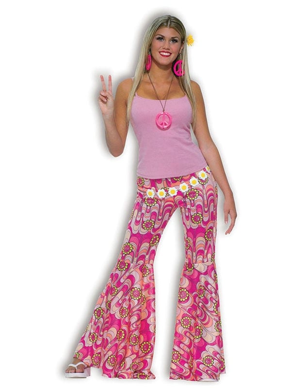 Flower Power Bell Bottom Trousers - Costumes R Us Fancy Dress