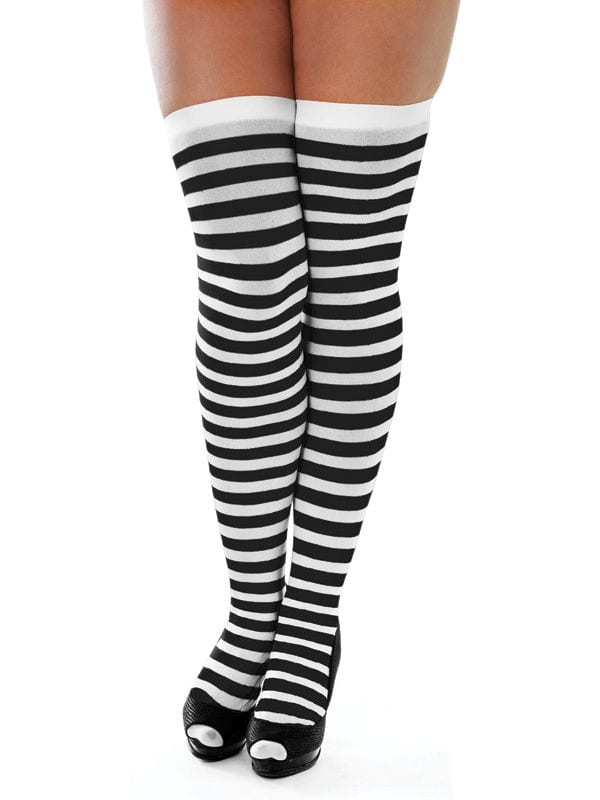 Striped Stockings Black/White - Costumes R Us Fancy Dress